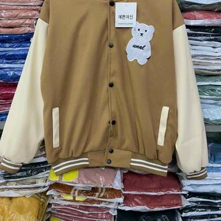 Áo khoác da lộn thêu gấu unal form đẹp
