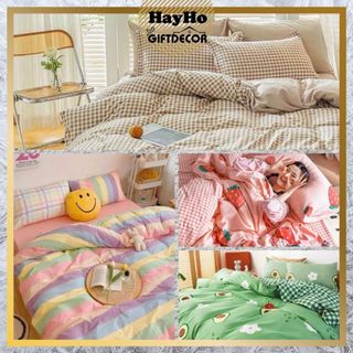 Bộ ga phủ giường cotton Korea nhập khẩu cao cấp nhiều mẫu - Bộ drap gường chăn ga gối đệm cute trang trí phòng ngủ giá sỉ