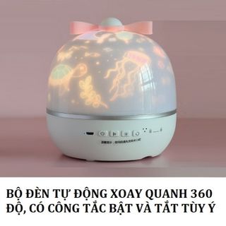 Đèn Ngủ Mặt Trăng 3D Để Bàn Tự Xoay Thông Minh Cao Cấp
