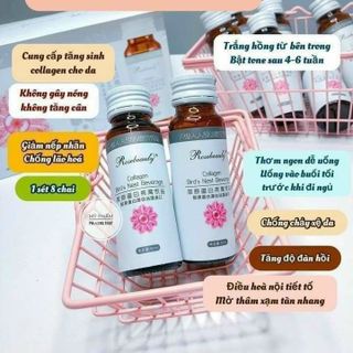 COLLAGEN ROSE BEAUTY YẾN TRẮNG DA (TRẮNG SÁNG TỨC THÌ X10) Hộp 8 chai