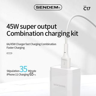 Bộ sạc siêu nhanh Sendem C17 45W Chân TypeC