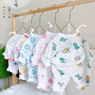 Bộ dài tay cotton giấy bé trai, bé gái