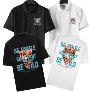 Áo thun polo màu đen form bigsize 80kg - 130kg - in chữ Becentle