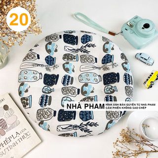 ĐỆM TRÒN NGỒI BỆT 40CM, VẢI LINEN HOA VĂN