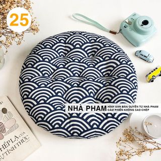 ĐỆM TRÒN NGỒI BỆT 40CM, VẢI LINEN HOA VĂN