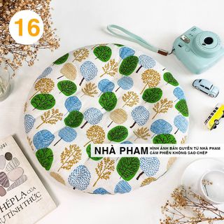 ĐỆM TRÒN NGỒI BỆT 40CM, VẢI LINEN HOA VĂN