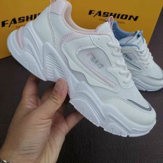 Giày thể thao nữ màu trắng chất da mềm phối vải thoáng khí S2691