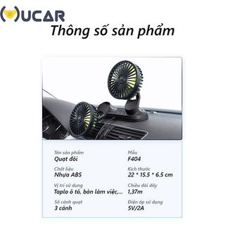 Quạt điện đôi gắn xe ô tô, bàn làm việc