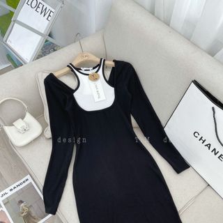 Váy tăm Hàn phối ba lỗ ngực new