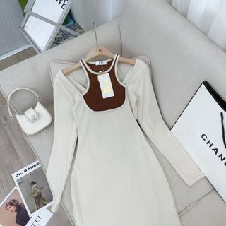 Váy tăm Hàn phối ba lỗ ngực new