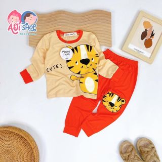 Bộ dài tay bé trai , bé gái chất thun lạnh in hình thú (dài thú)