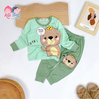 Bộ dài tay bé trai , bé gái chất thun lạnh in hình thú (dài thú)