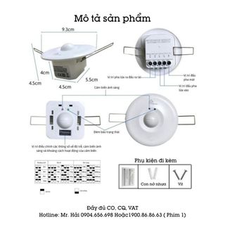 Công tắc cảm biến radar vi sóng âm trần công suất lớn M003