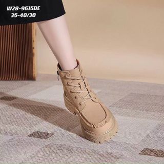 Boots nữ buộc dây da mềm đế răng cưa