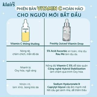 SERUM KLAIRS- VITAMIN C TƯƠI -Thu nhỏ lỗ chân lông -Giảm mụn - Mờ thâm nám đều màu da -Dưỡng trắng da, mịn màng giúp làn da tươi trẻ căng bóng.