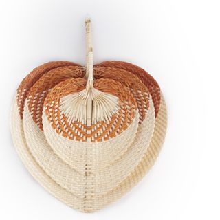 Quạt lá đề màu cam đất, 3 size 20, 30, 35 cm