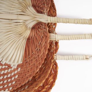 Quạt lá đề màu cam đất, 3 size 20, 30, 35 cm