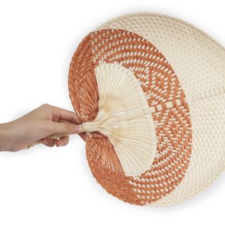 Quạt lá đề màu cam đất, 3 size 20, 30, 35 cm