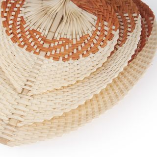 Quạt lá đề màu cam đất, 3 size 20, 30, 35 cm