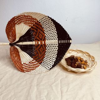 Quạt lá đề mix 3 màu màu cam, đen, tự nhiên 3 size 20, 30, 35 cm