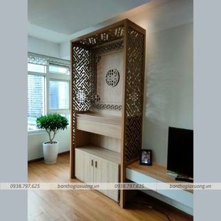 Báo giá tốt vách ngăn phòng thờ với phòng khách cnc gỗ đẹp