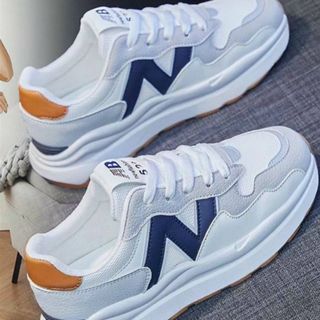 Giày thể thao nữ chất da phối vải lưới thoáng khí họa tiết chữ N S2707