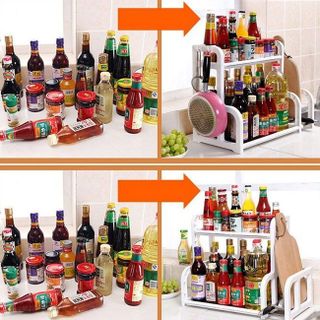 Kệ Nhà Bếp 2 Tầng Tiện Ích Đựng Gia Vị Kèm Vát Dao Tashuan TS3623 - kệ gia vị tiện dụng đựng đồ chữ H
