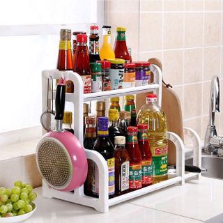 Kệ Nhà Bếp 2 Tầng Tiện Ích Đựng Gia Vị Kèm Vát Dao Tashuan TS3623 - kệ gia vị tiện dụng đựng đồ chữ H