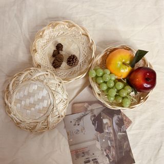 Đĩa tre cánh sen size 20cm dùng trang trí, decor, đựng các loại hạt