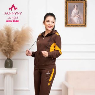 Bộ thể thao nữ thu đông kéo khoá, cõ mũ SANNYNY mã 4083