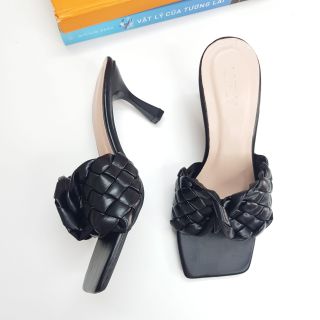 Dép guốc cao gót nữ 7 phân, quai ngang dễ mang.