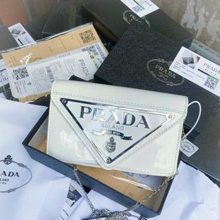 Túi xách ví PRADAa DÂY XÍCH sz19 ,Fullbox, dán tem bọc seal, Hàng super, có logo mã cod