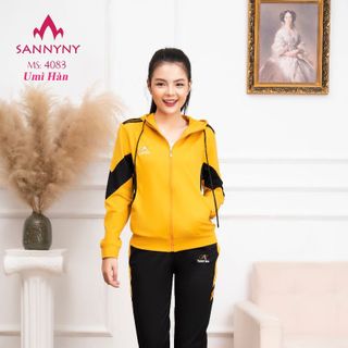 Bộ thể thao nữ thu đông kéo khoá, cõ mũ SANNYNY mã 4083