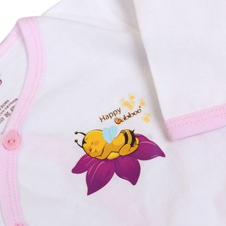 Áo sơ sinh cổ tim tay dài viền màu in hình Babiboo - BB04