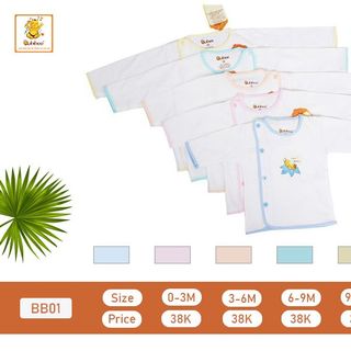 Áo sơ sinh bác sĩ viền màu tay dài BABIBOO – BB01 giá sỉ