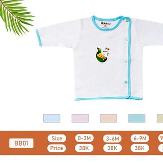 Áo sơ sinh bác sĩ viền màu tay dài BABIBOO – BB01