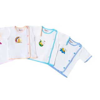Áo sơ sinh bác sĩ viền màu tay ngắn BABIBOO - BB05