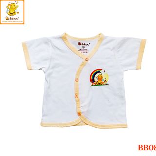 Áo sơ sinh chất vải cotton an toàn cho bé cổ tim viền màu tay ngắn - Babiboo BB08