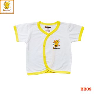Áo sơ sinh chất vải cotton an toàn cho bé cổ tim viền màu tay ngắn - Babiboo BB08