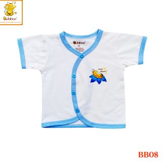 Áo sơ sinh chất vải cotton an toàn cho bé cổ tim viền màu tay ngắn - Babiboo BB08 giá sỉ