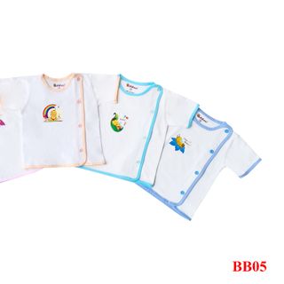 Áo sơ sinh bác sĩ viền màu tay ngắn BABIBOO - BB05 giá sỉ