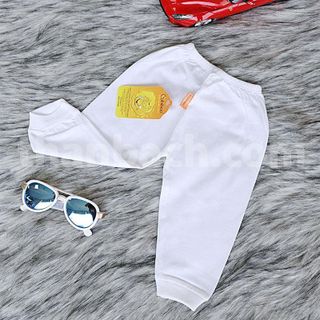 Quần sơ sinh dài vải cotton an toàn cho bé màu trắng trơn - Babiboo BB09 giá sỉ