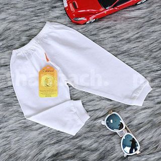 Quần sơ sinh dài vải cotton an toàn cho bé màu trắng trơn - Babiboo BB09