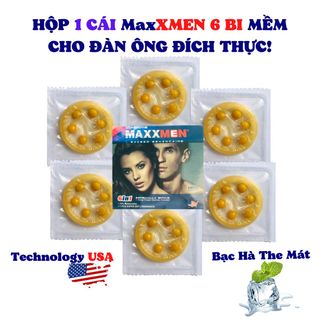 Bao cao su 6 bi nổi lớn mềm Max XMEN Hộp 1 cái, không gây đau, chỉ gây phê, nên dùng kèm gel bôi trơn, bao cao su sỉ