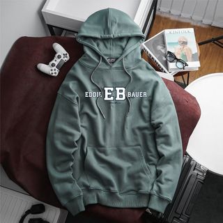 Áo khoác hoodie BB - Boiz nam size lớn, bigsize 90kg - 130kg - xanh xám in chữ