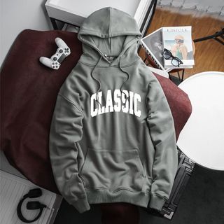 Áo khoác hoodie BB - Boiz nam size lớn, bigsize 90kg - 130kg - xám in chữ