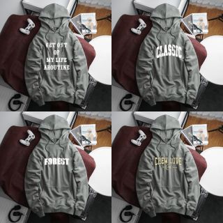 Áo khoác hoodie BB - Boiz nam size lớn, bigsize 90kg - 130kg - xám in chữ
