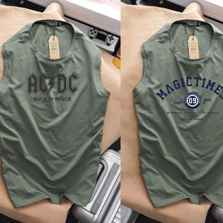 Áo thun nam ba lỗ sát nách form bigsize 90kg đến 140kg - xám in chữ AC & DC, Magictimes giá sỉ