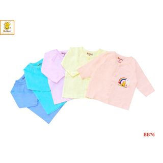 Áo tay dài cho bé sơ sinh BABIBOO, áo trẻ sơ sinh đẹp màu cài giữa cute BB76