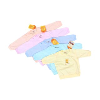 Áo tay dài cho bé sơ sinh BABIBOO, áo cotton sơ sinh màu cài vai dễ thương BB36